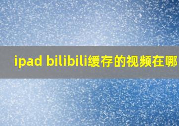 ipad bilibili缓存的视频在哪